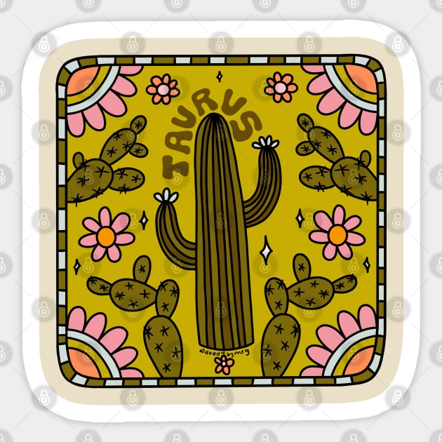 Taurus Cactus Sticker by Doodle by Meg